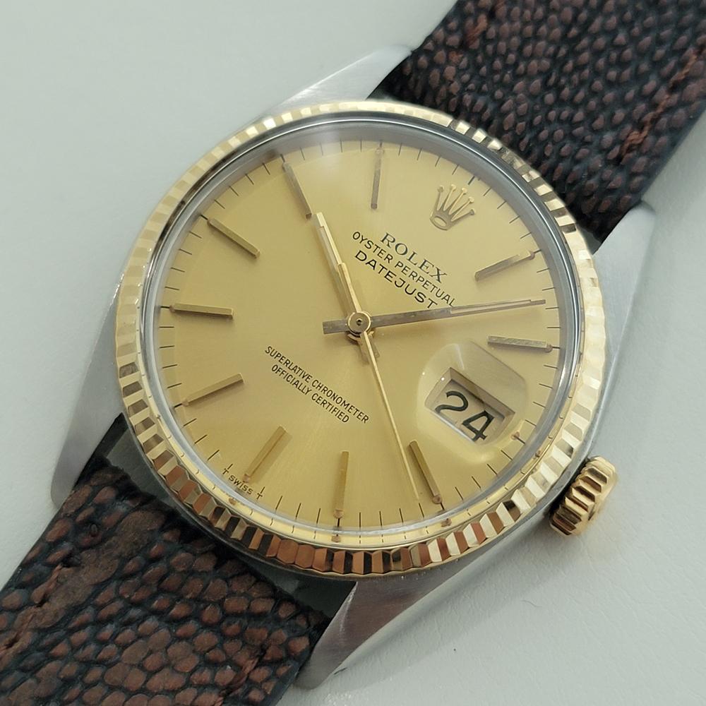 Rolex Oyster Datejust Ref 16013 Mens 36mm 18k SS 1970s Vintage Automatic RA615 Pour hommes en vente