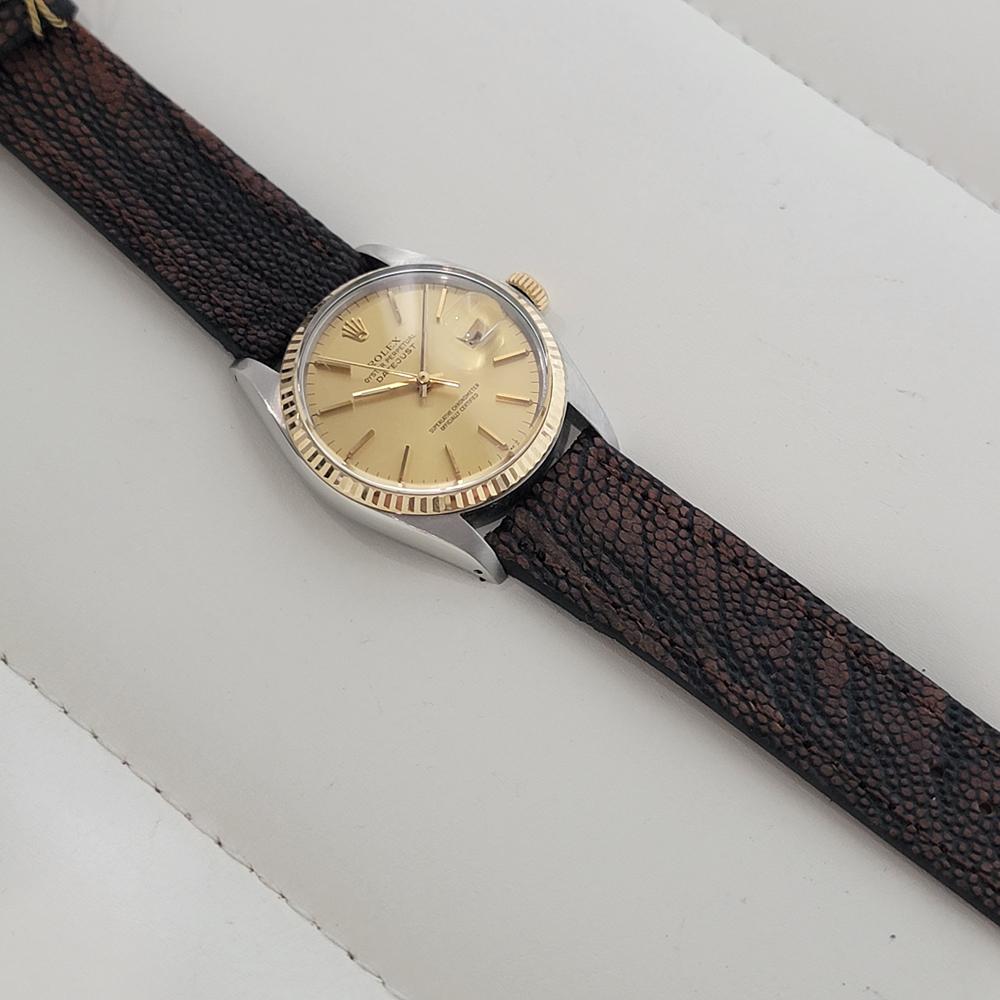 Rolex Oyster Datejust Ref 16013 Mens 36mm 18k SS 1970s Vintage Automatic RA615 en vente 3