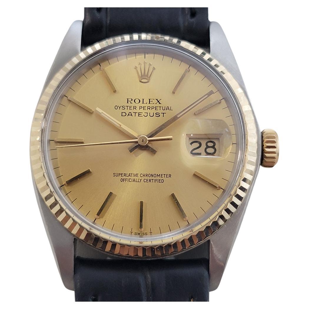 Rolex Oyster Datejust Ref 16013 Mens 36mm 18k SS 1970s Vintage Automatic RA615