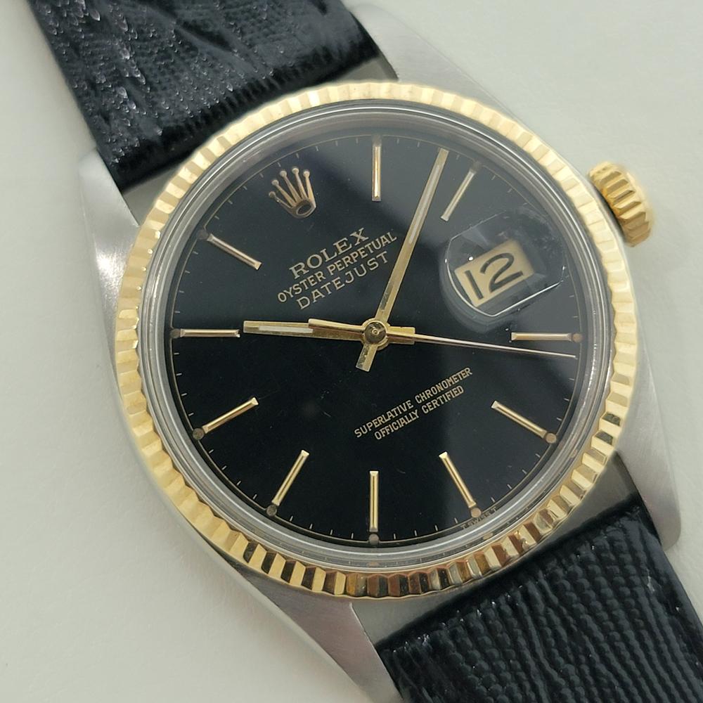 Rolex Oyster Datejust Ref 16013 Mens 36mm 18k SS 1980s Automatic RA523 Vintage In Excellent Condition For Sale In Beverly Hills, CA