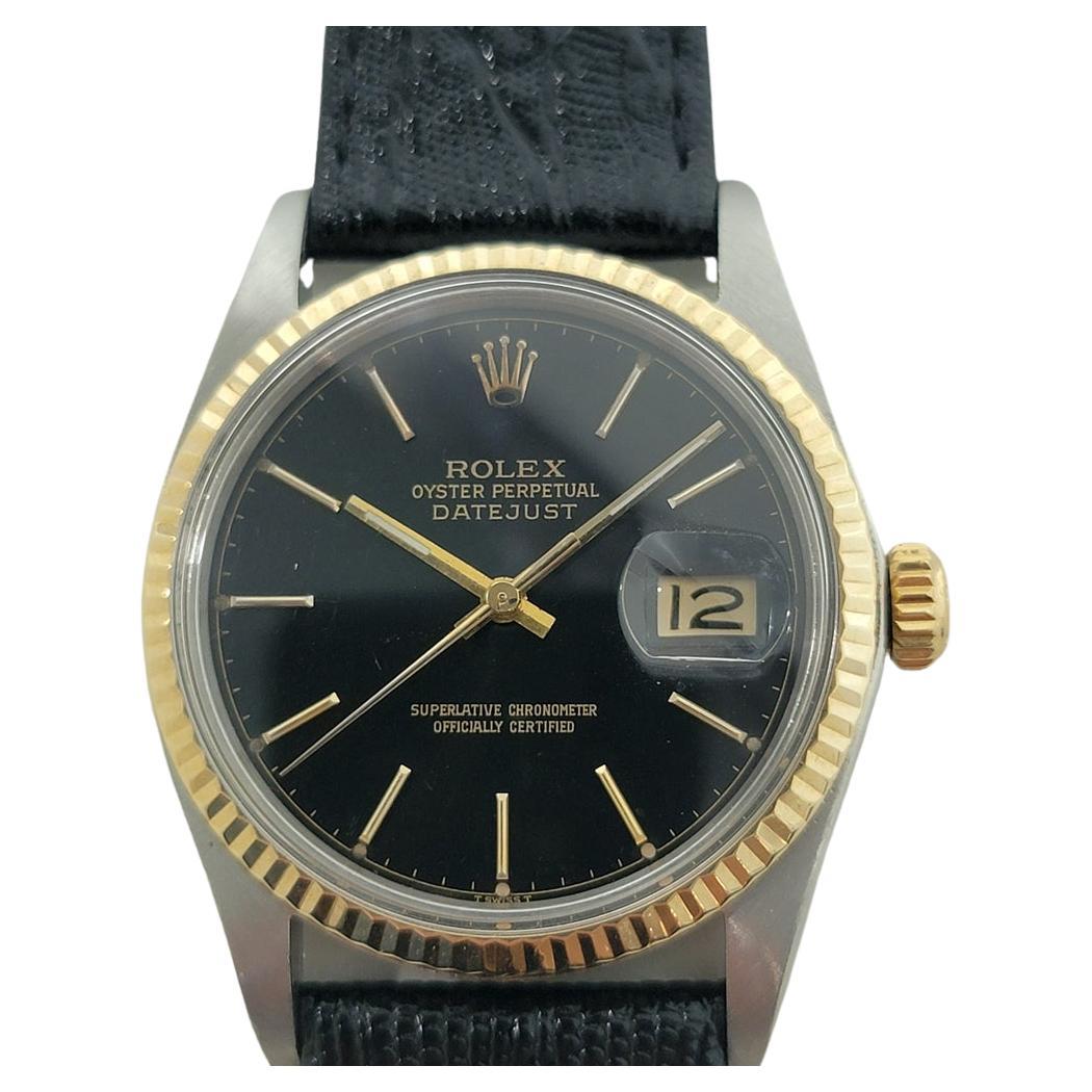 Rolex Oyster Datejust Ref 16013 Mens 36mm 18k SS 1980s Automatic RA523 Vintage For Sale