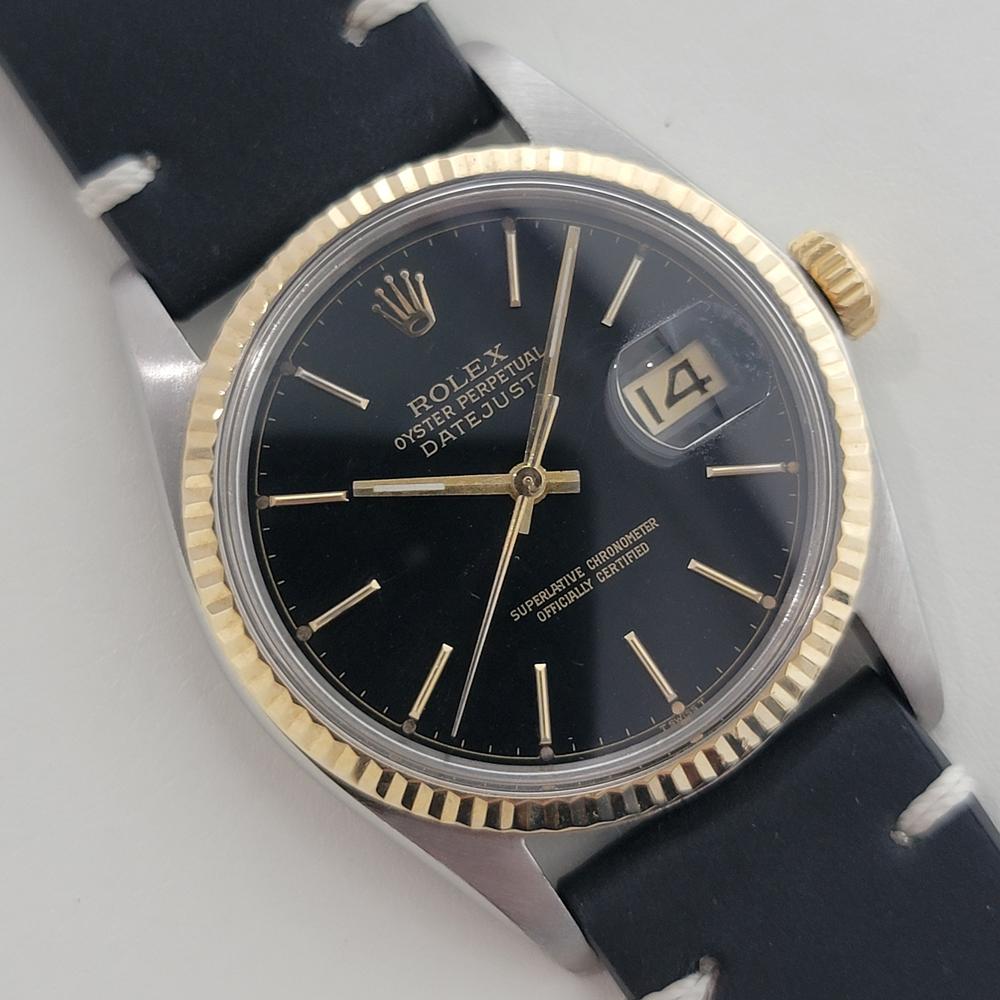 Rolex Oyster Datejust Ref 16013 Herren 36mm 18k SS 1980s Vintage Automatik RA523B im Zustand „Hervorragend“ im Angebot in Beverly Hills, CA