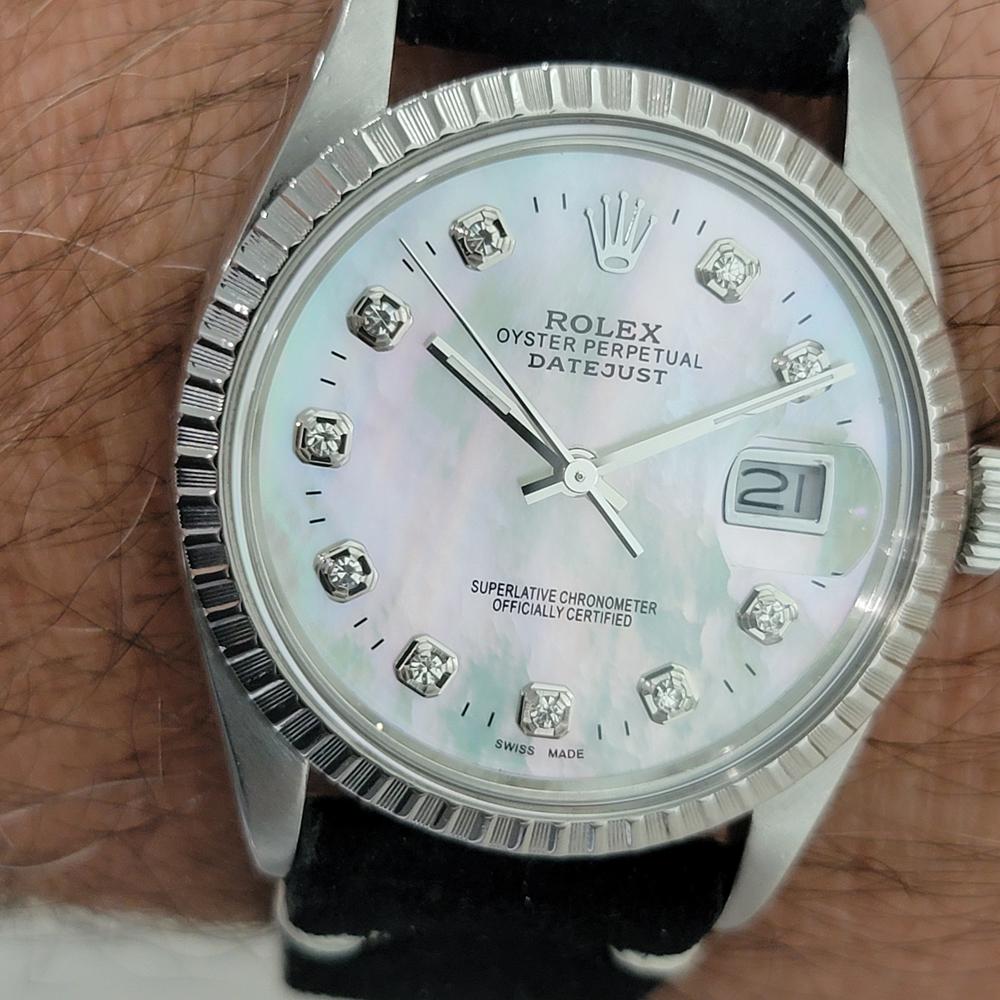 Rolex Oyster Datejust Ref 16030 36mm Herren Diamant MOP Zifferblatt Automatik 1980er Jahre RA550 im Angebot 10