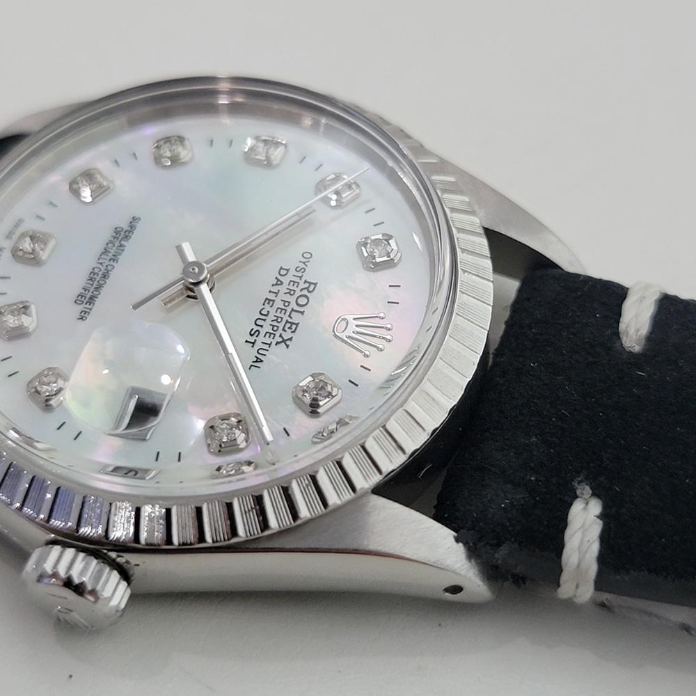 Rolex Oyster Datejust Ref 16030 36mm Herren Diamant MOP Zifferblatt Automatik 1980er Jahre RA550 im Angebot 2