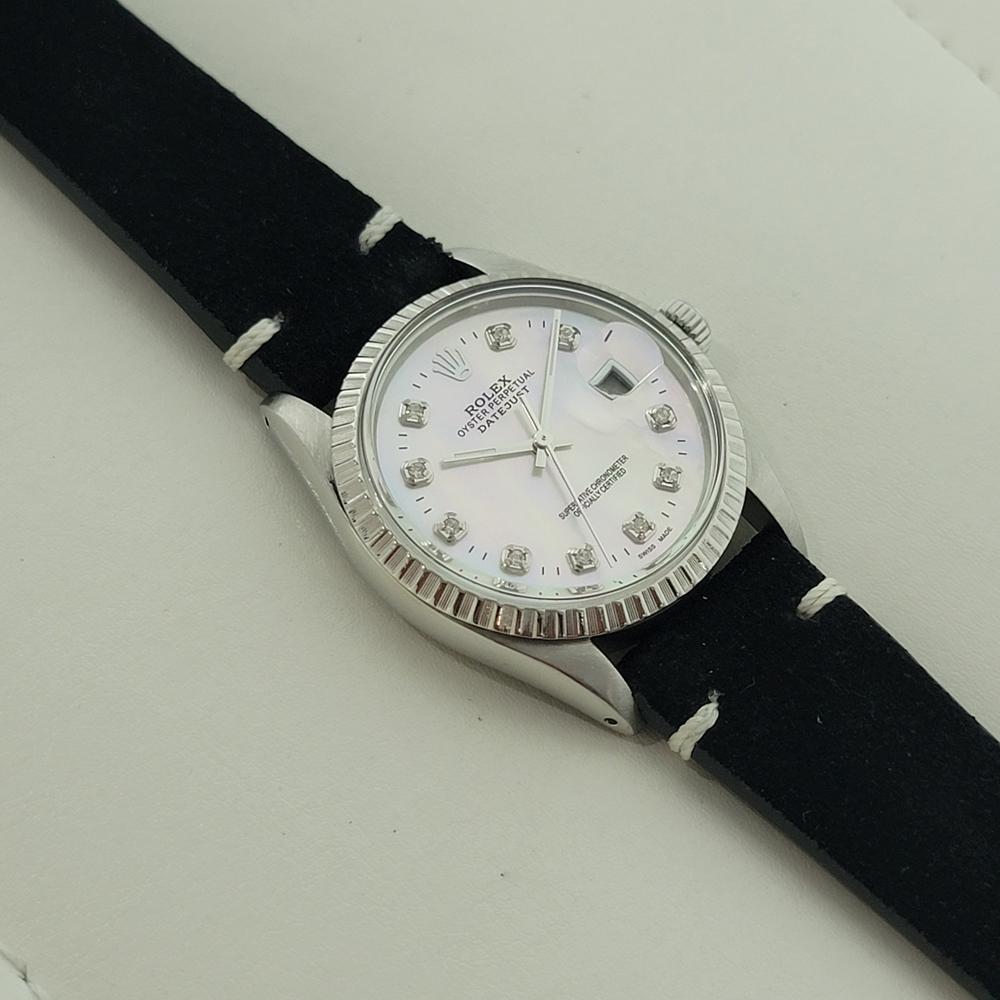Rolex Oyster Datejust Ref 16030 36mm Herren Diamant MOP Zifferblatt Automatik 1980er Jahre RA550 im Angebot 3