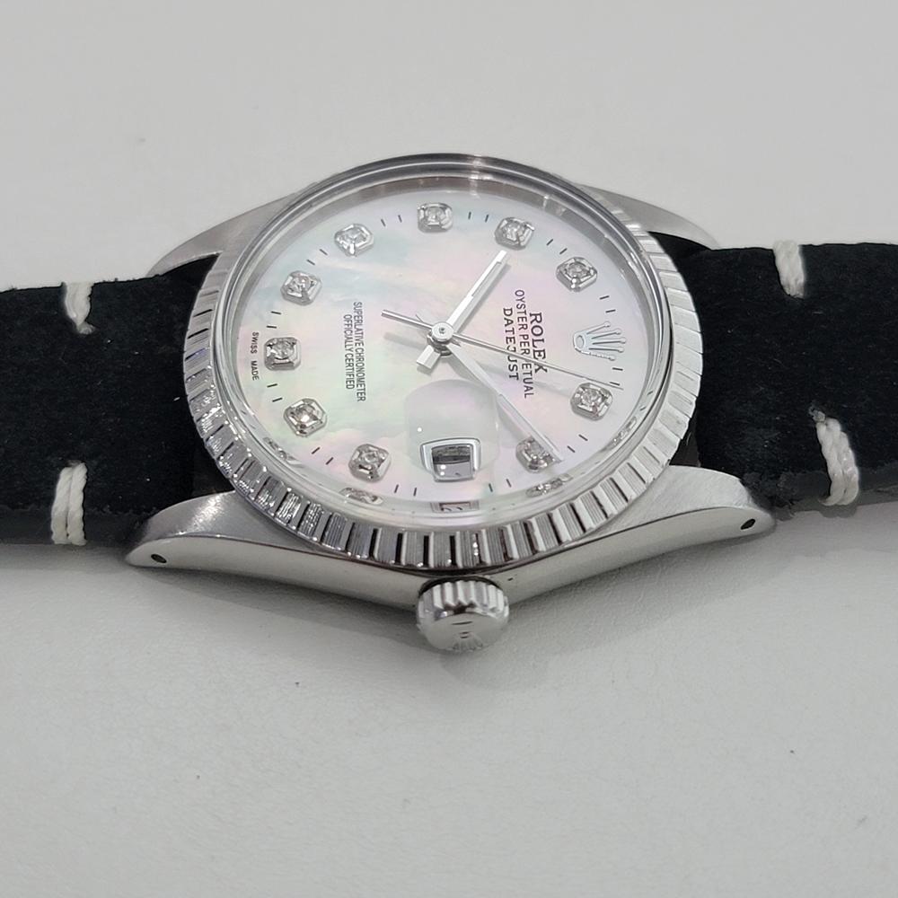 Rolex Oyster Datejust Ref 16030 36mm Herren Diamant MOP Zifferblatt Automatik 1980er Jahre RA550 im Angebot 4