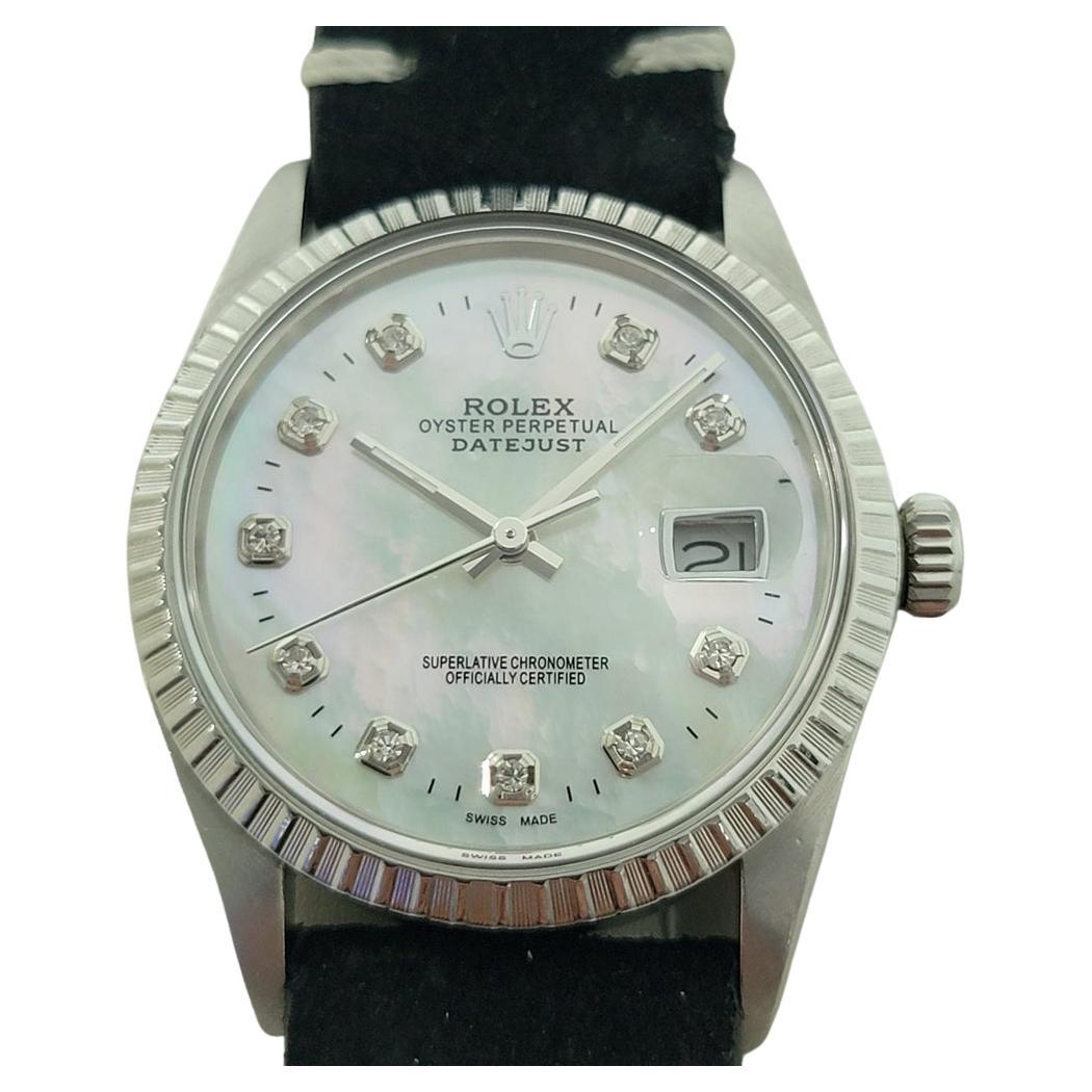 Rolex Oyster Datejust Ref 16030 36mm Herren Diamant MOP Zifferblatt Automatik 1980er Jahre RA550 im Angebot