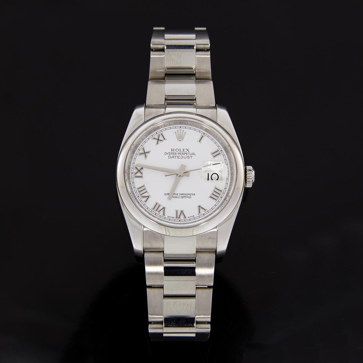Rolex Oyster Datejust Stainless Steel Watch with White Dial, Model 116200 In Excellent Condition In Columbia, MO