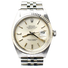 Rolex Oyster Datejust Steel 16014 Silver Dial Automatic Watch w/ Paper, 1982