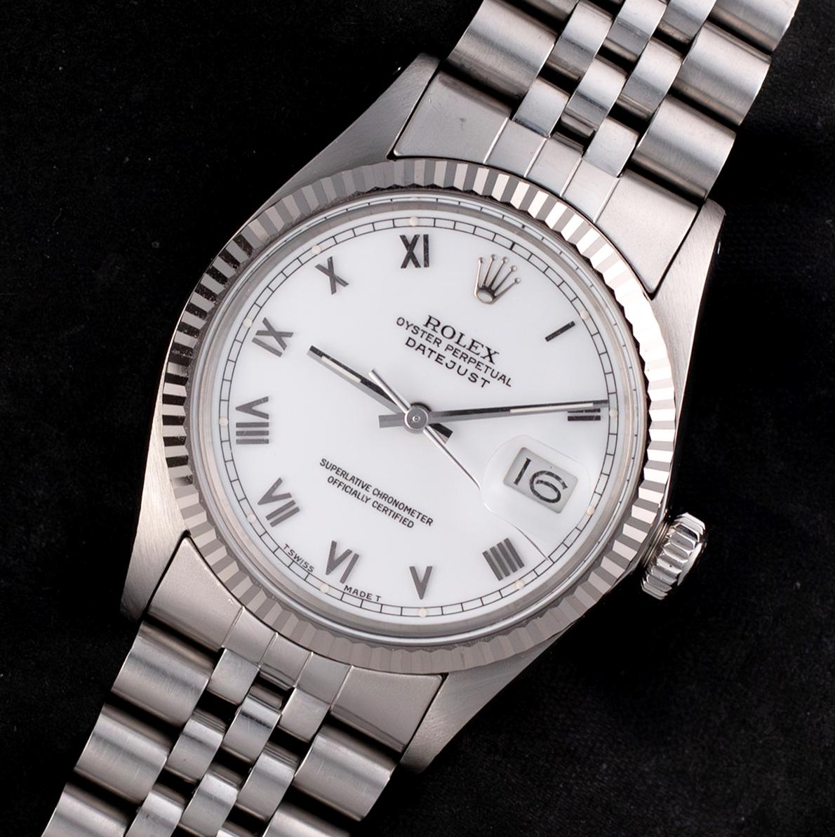 Brand: Vintage Rolex
Model: 16014
Year: 1984
Serial number: 85xxxxx
Reference: C03862

Case: Show sign of wear with slight polish from previous; inner case back stamped 16000

Dial: Excellent Condition White Roman Indexes Dial with matching