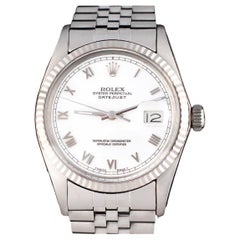 Rolex Oyster Datejust Steel 16014 White Roman Indexes Dial Automatic Watch, 1984