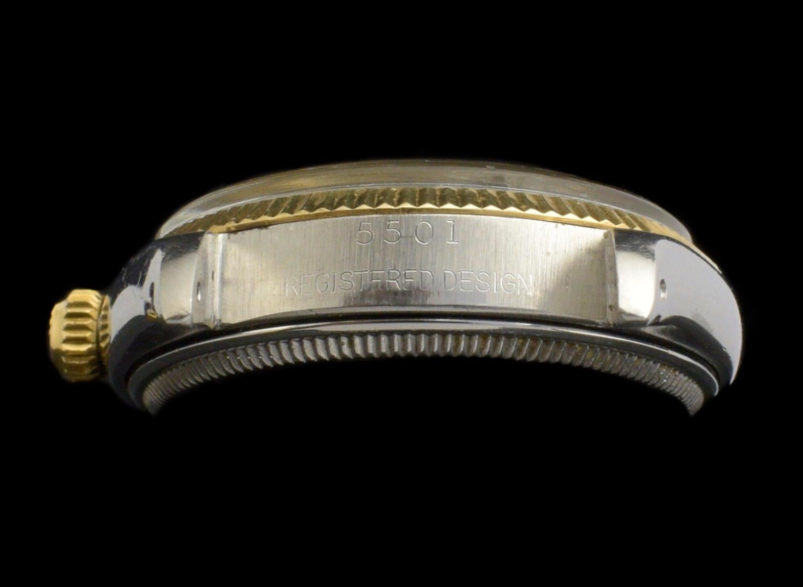 Rolex Oyster Explorer White Creamy Honeycomb Dial 5501 Steel Manual Watch, 1958 In Good Condition In Central & Western District, HK