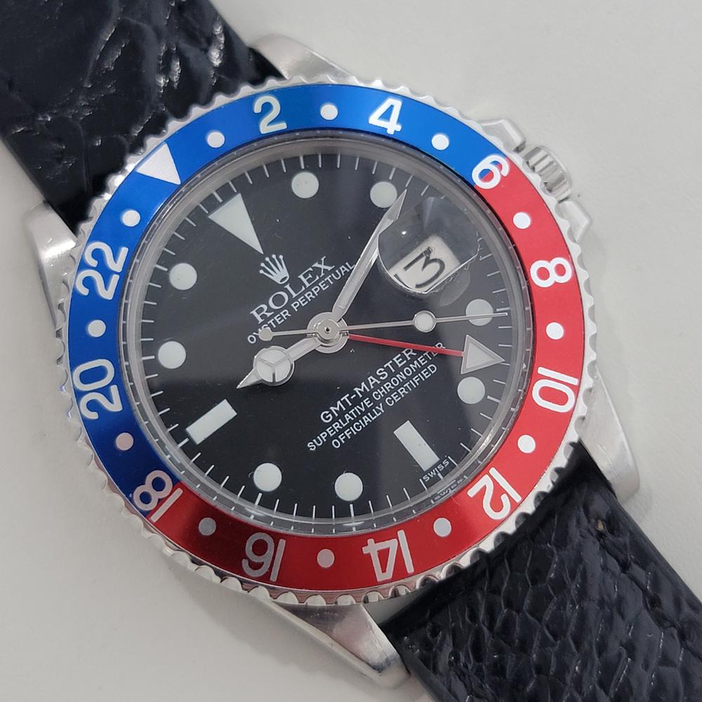 Rolex Oyster GMT Master Ref 1675 Mens 40mm 1970s Pepsi Bisel Automático RA658B en Excelente estado para la venta en Beverly Hills, CA