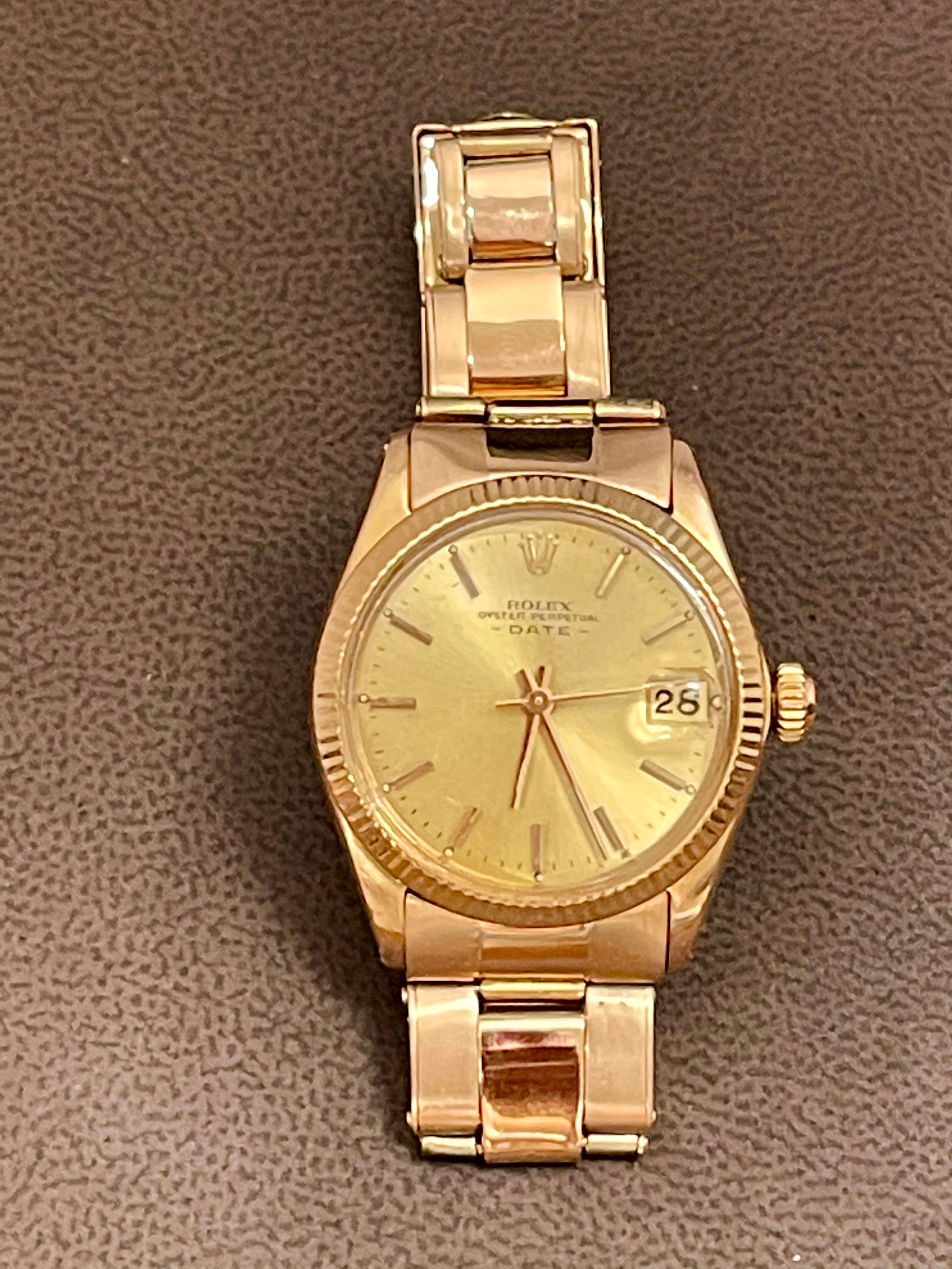 Rolex Montre Oyster Perpatual Lady Datejust 28 à lunette cannelée en or rose avec lunette en vente 7