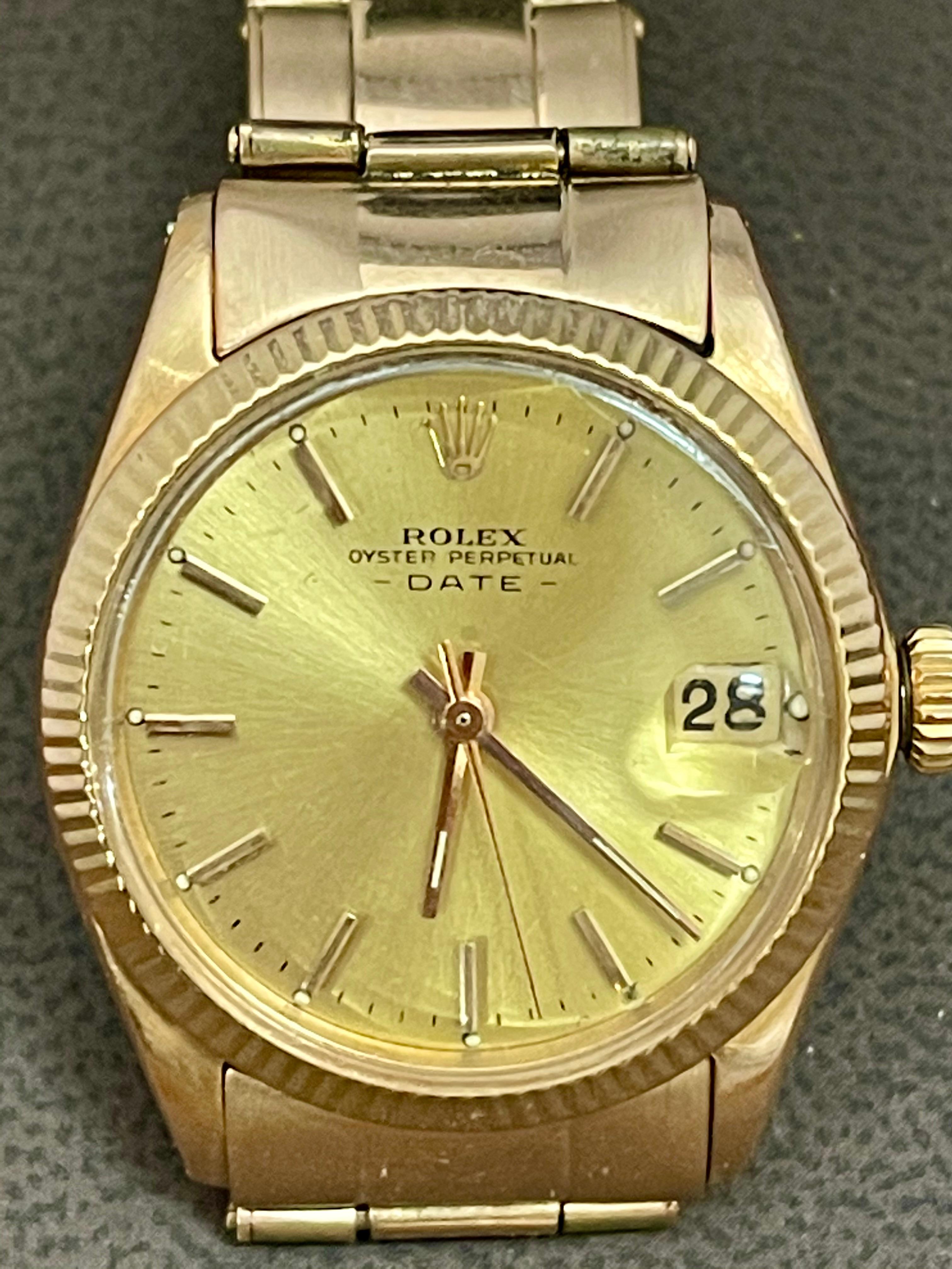 Rolex Oyster Perpatual Lady Datejust 28 Roségold geriffelte Lünette Uhr im Zustand „Hervorragend“ im Angebot in New York, NY