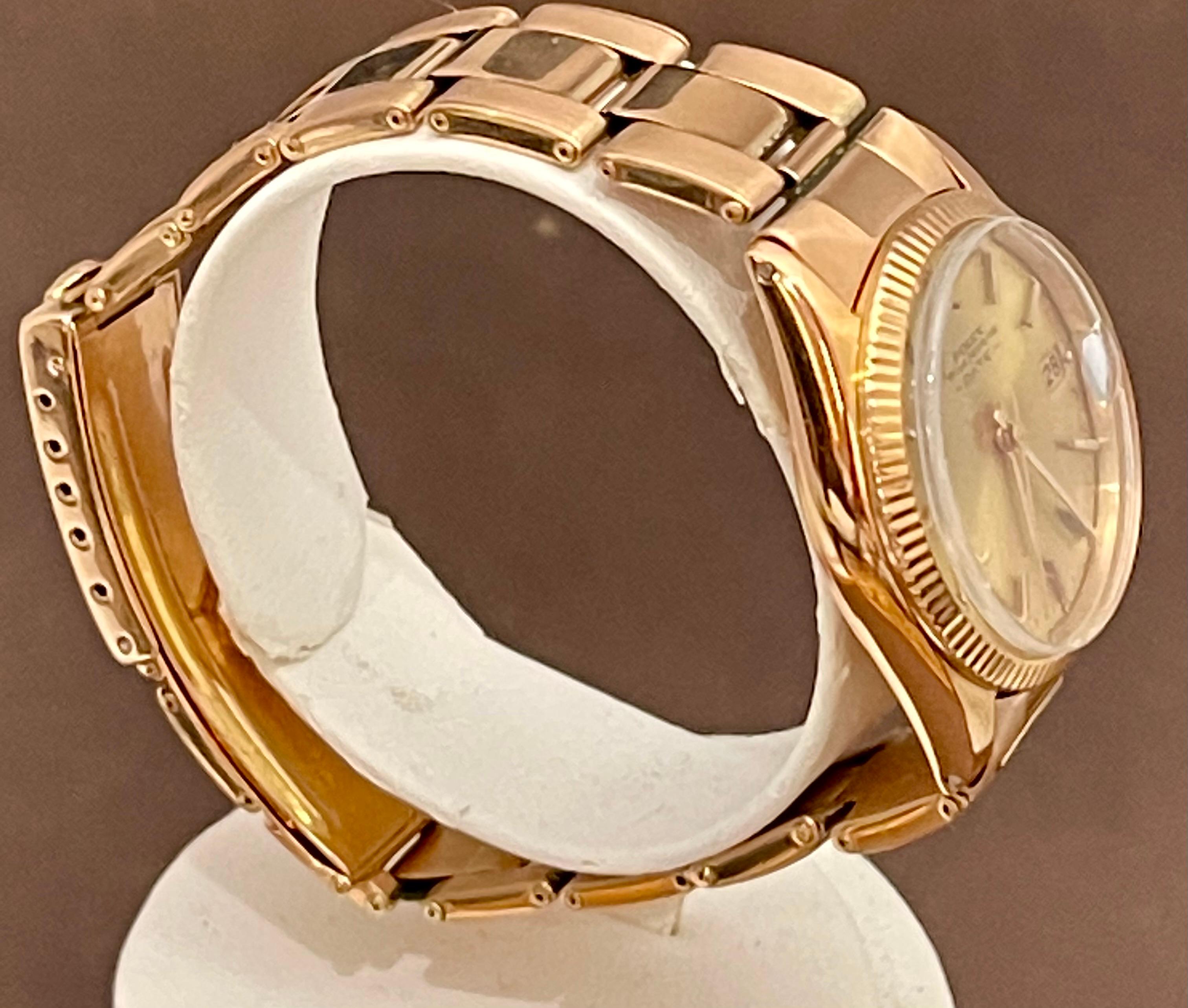 Rolex Oyster Perpatual Lady Datejust 28 Roségold geriffelte Lünette Uhr im Angebot 5