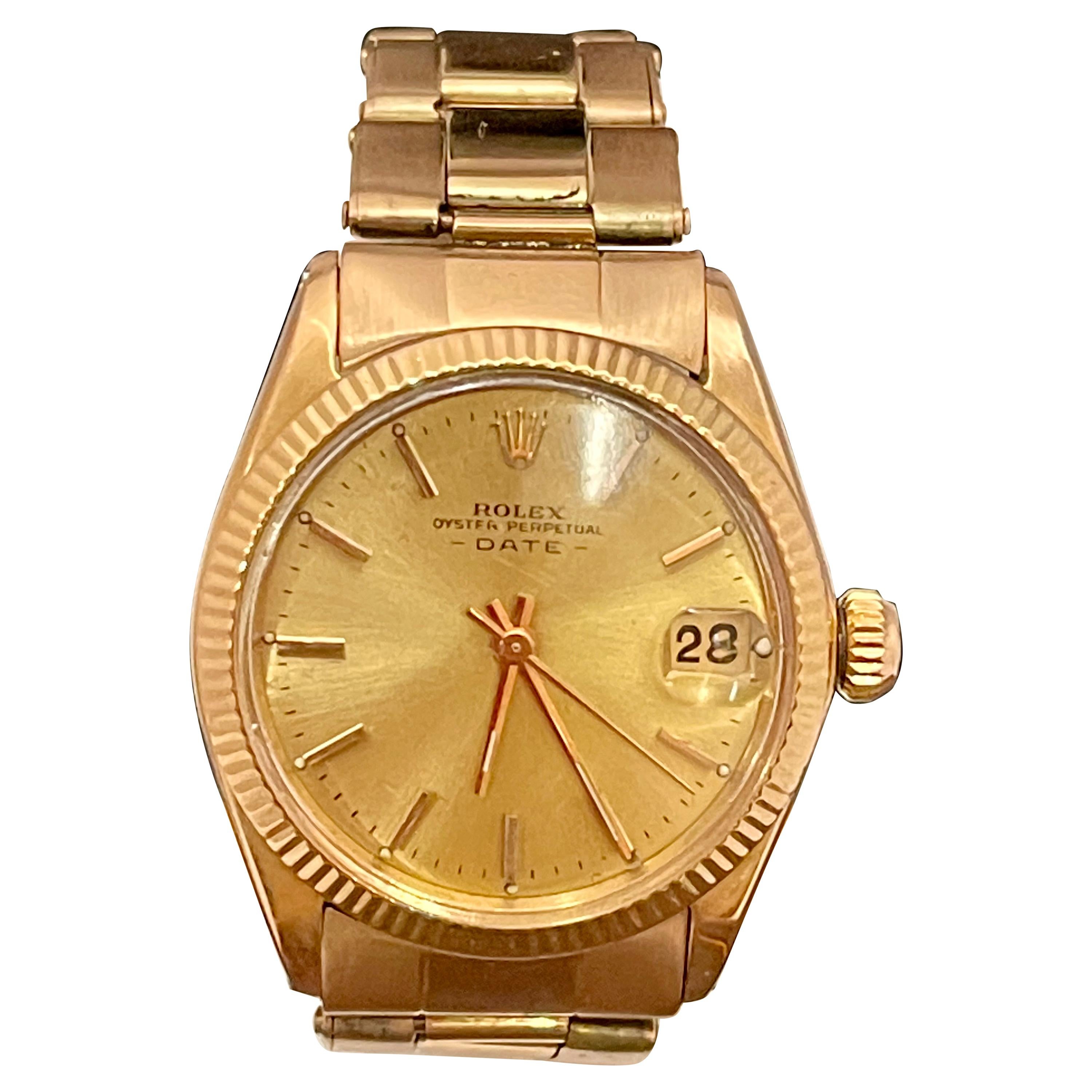 Rolex Montre Oyster Perpatual Lady Datejust 28 à lunette cannelée en or rose avec lunette en vente