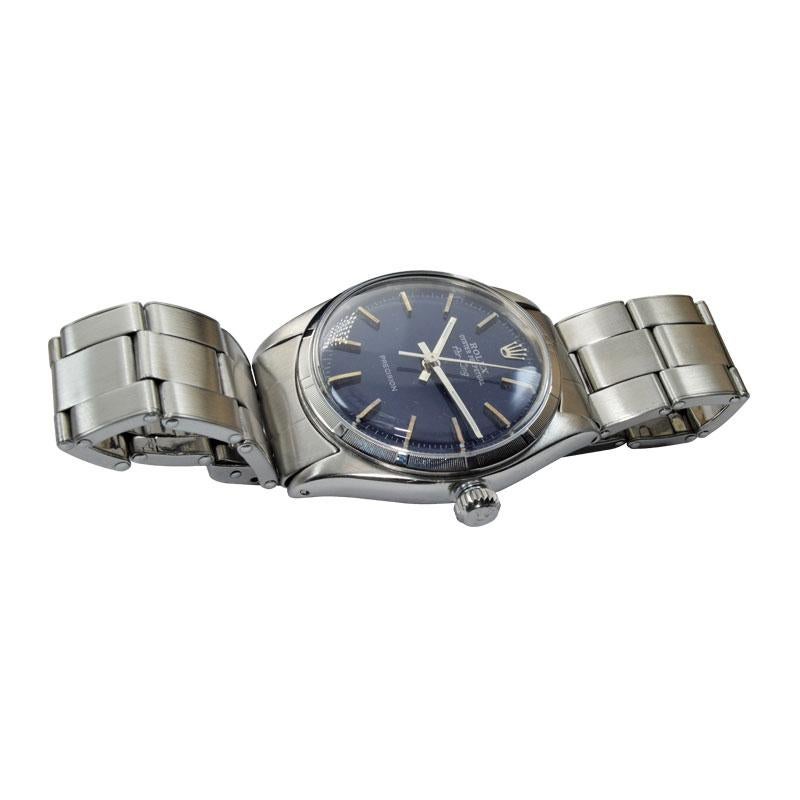 Modern Rolex Oyster Perpetual Air King Ref 1003 Custom Blue Dial, Early 1960's For Sale