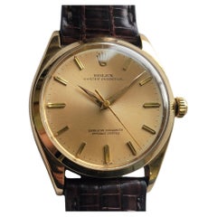Rolex Oyster Perpetual 1002 34mm 14k Gold Mens 1960s Vintage Automatic NA111B