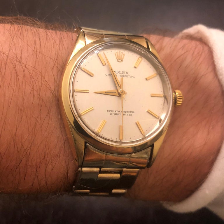 Reloj Rolex Oyster Perpetual 1002 34 mm banado en oro