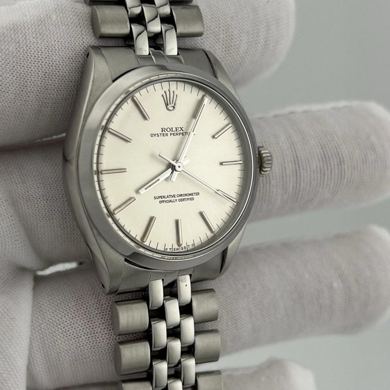 Rolex Oyster Perpetual 1002 34mm Quadrante Argento Acciaio Inox
