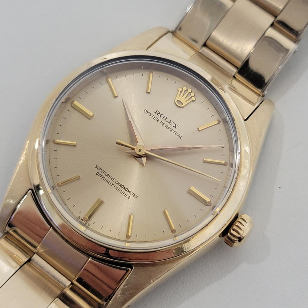 Rolex Oyster Perpetual 1014 34mm Gold gekappt Herren Automatik 1960er Jahre Vintage RA541 im Zustand „Hervorragend“ im Angebot in Beverly Hills, CA