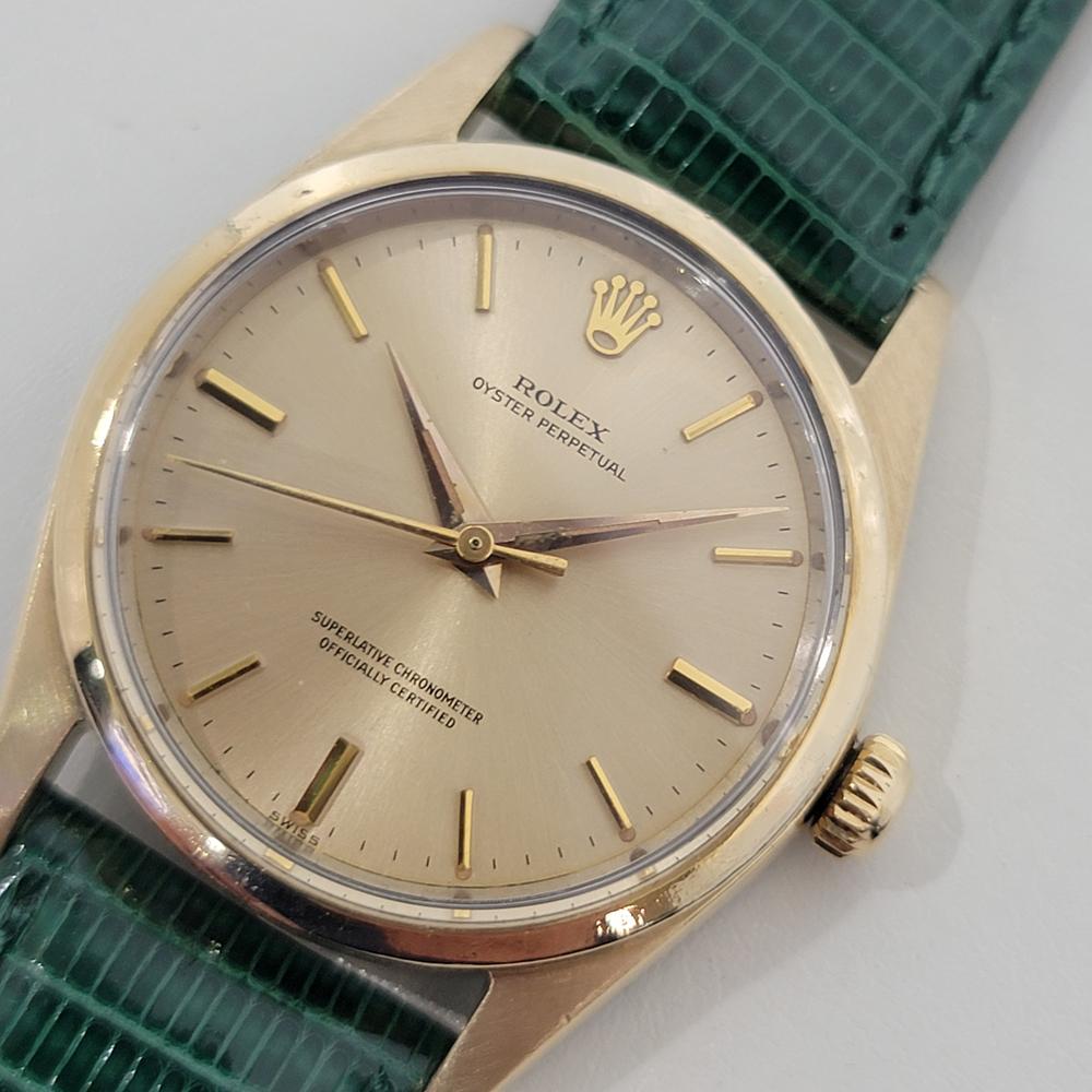 Rolex Oyster Perpetual 1014 34mm Gold Capped Mens Automatic 1960s Vintage RA541 en Excelente estado para la venta en Beverly Hills, CA