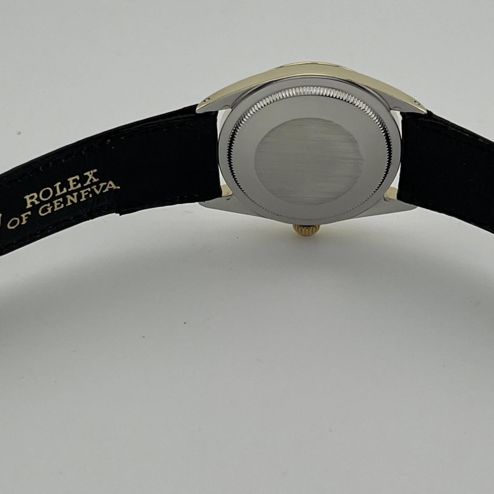 Rolex Oyster Perpetual 1024 Or jaune Acier Cadran Champagne Bracelet cuir en vente 2