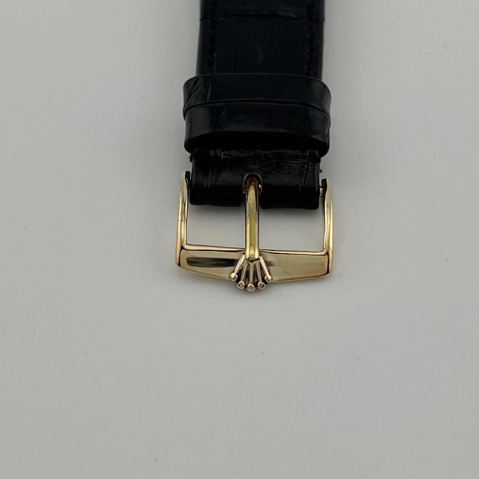 Rolex Oyster Perpetual 1024 Or jaune Acier Cadran Champagne Bracelet cuir en vente 3