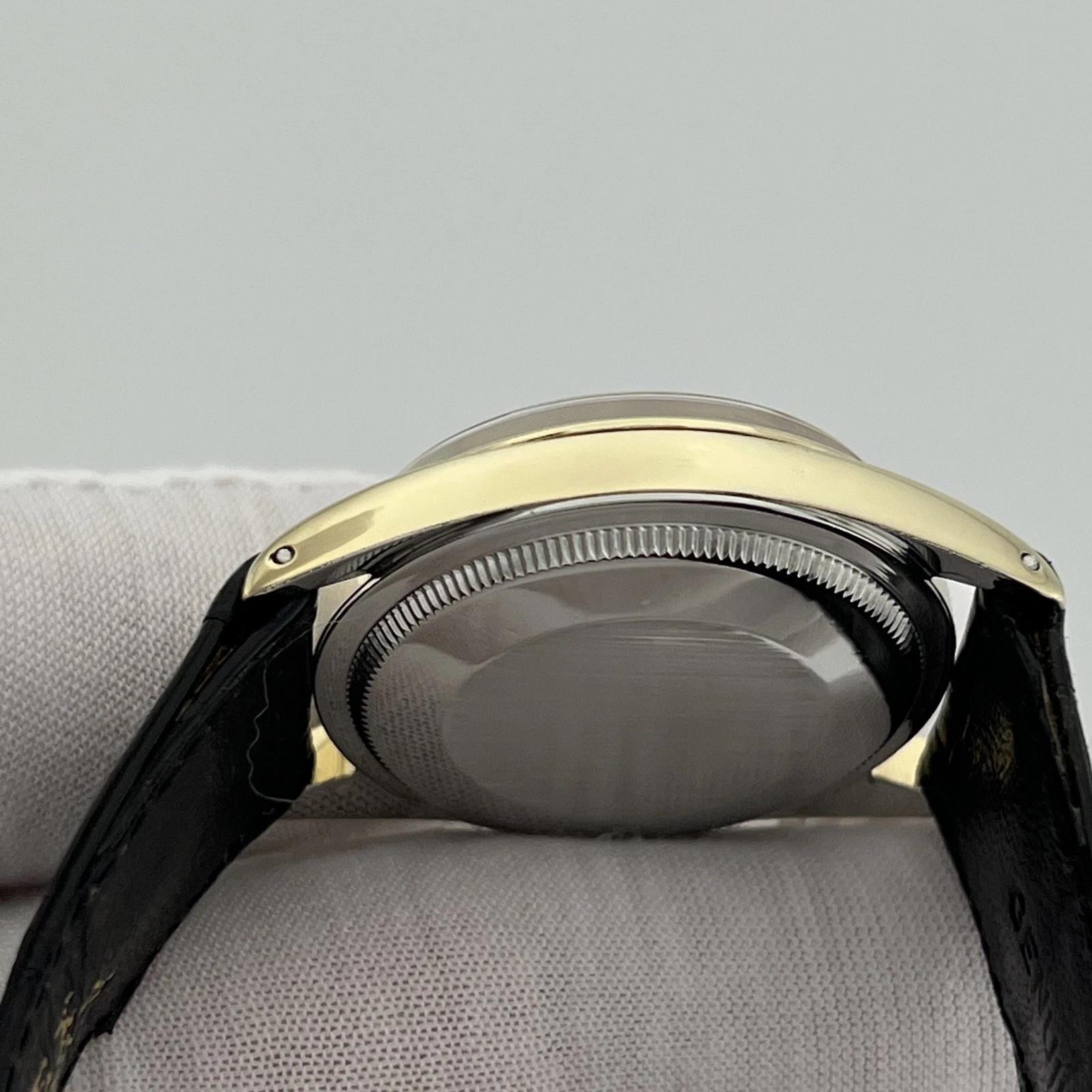 Rolex Oyster Perpetual 1024 Or jaune Acier Cadran Champagne Bracelet cuir en vente 5