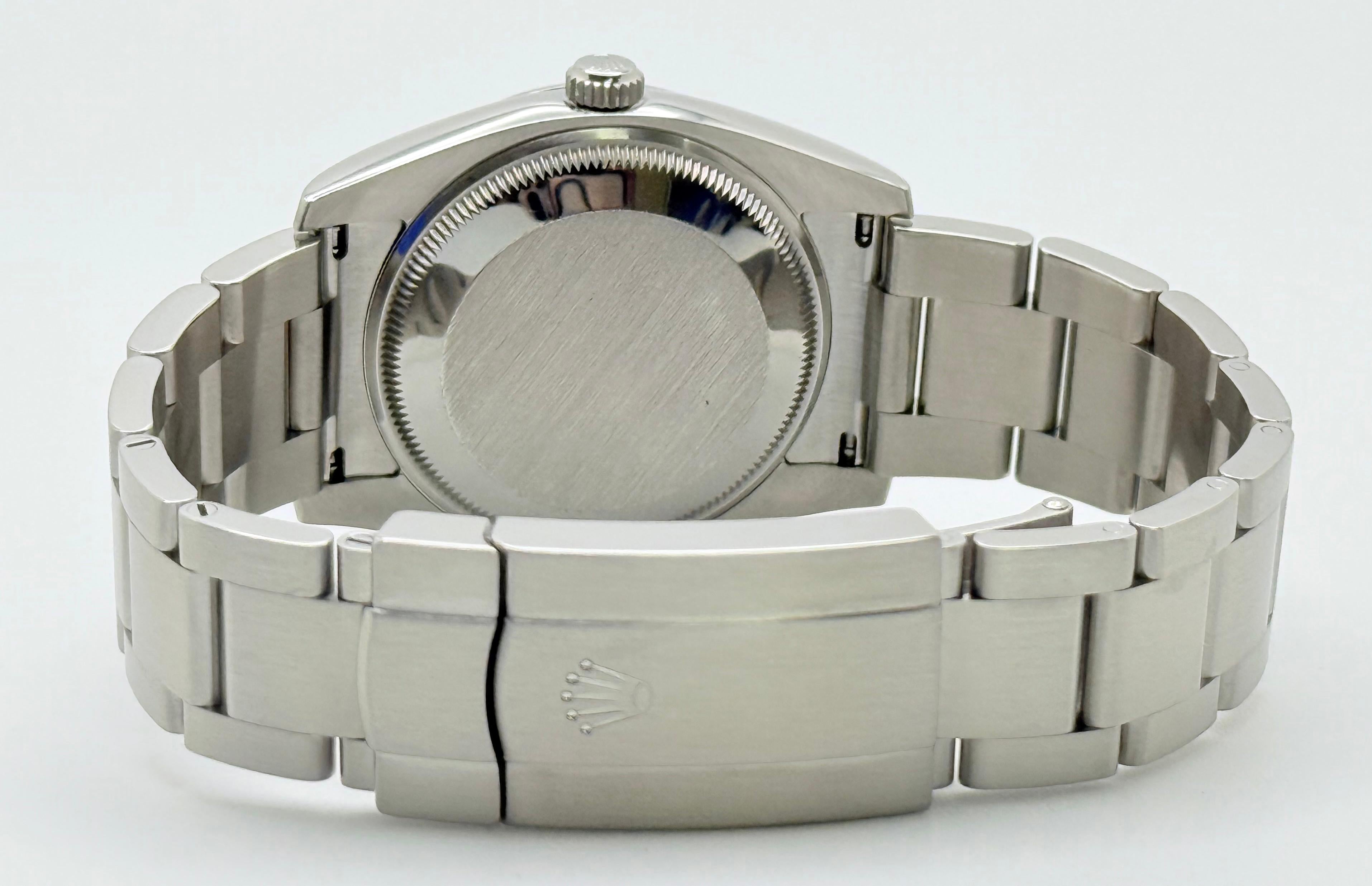 Rolex Oyster Perpetual 114200 34mm quadrante argento acciaio inossidabile in vendita 3