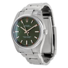 Rolex Oyster Perpetual 114200 Automatic Watch Stainless Steel Green Dial