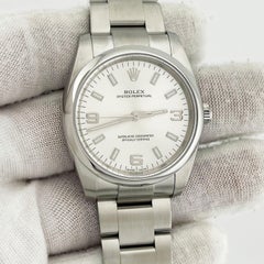 Rolex Oyster Perpetual 114200 Quadrante argentato Acciaio inossidabile 34mm Scatola Carta 2018