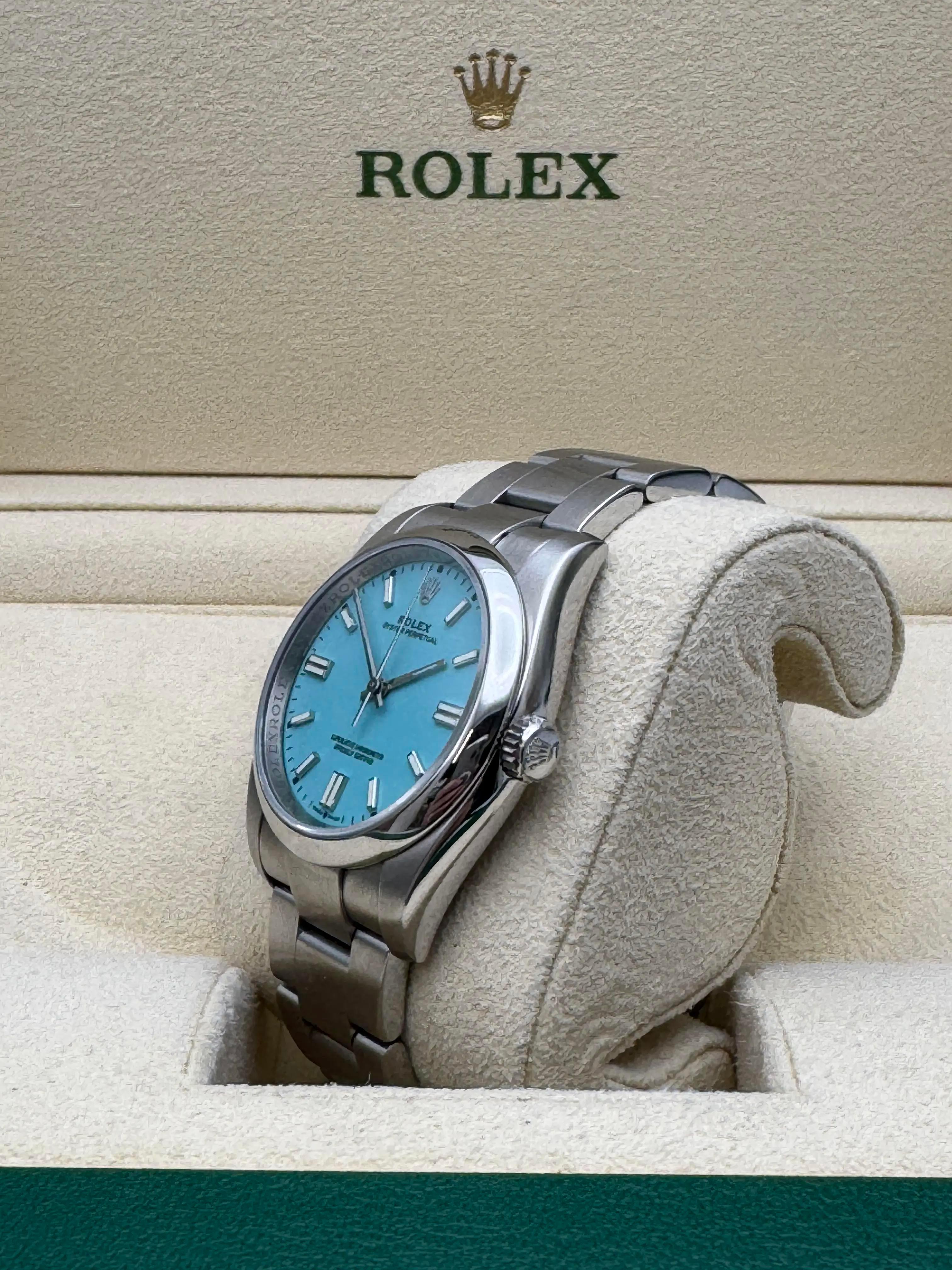 Rolex Oyster Perpetual 114300 39mm Custom Türkis Zifferblatt Box Papiere 124300 Stil für Damen oder Herren im Angebot