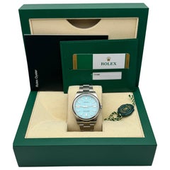 Rolex Oyster Perpetual 114300 39mm Personalizado Esfera Turquesa Caja Papeles Estilo 124300
