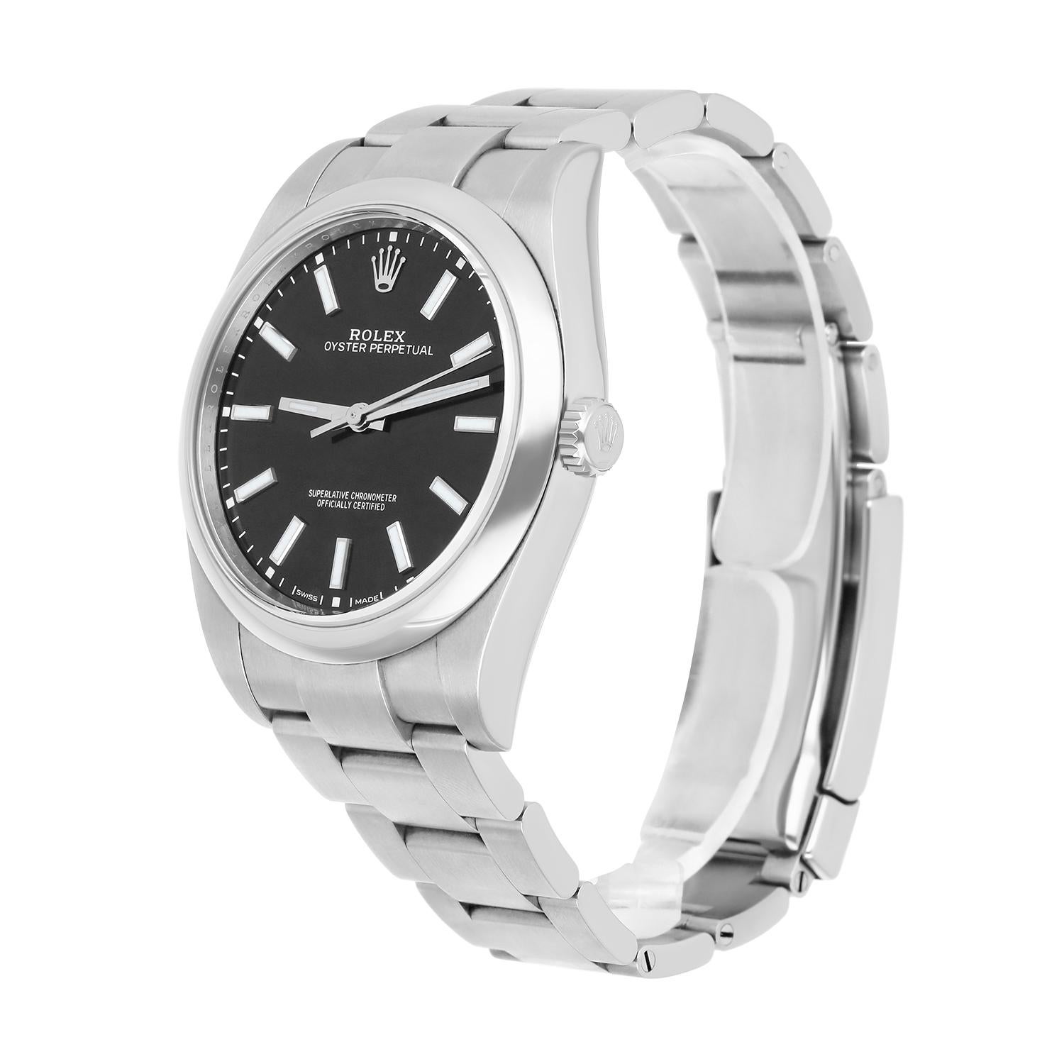 Modern Rolex Oyster Perpetual 114300 Black Dial Oyster Bracelet Complete For Sale