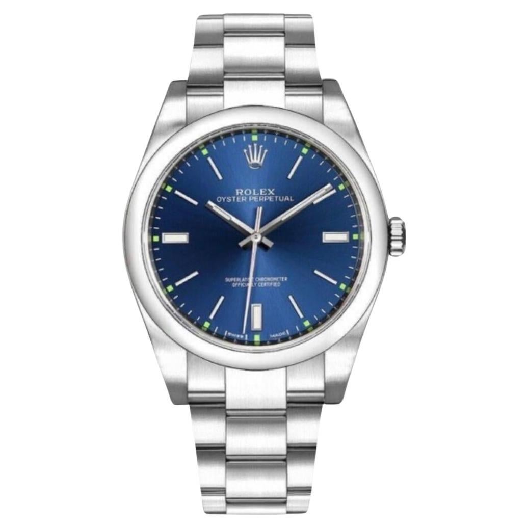 Rolex Oyster Perpetual 114300 Blue 39mm Stainless Steel Watch (R-376)