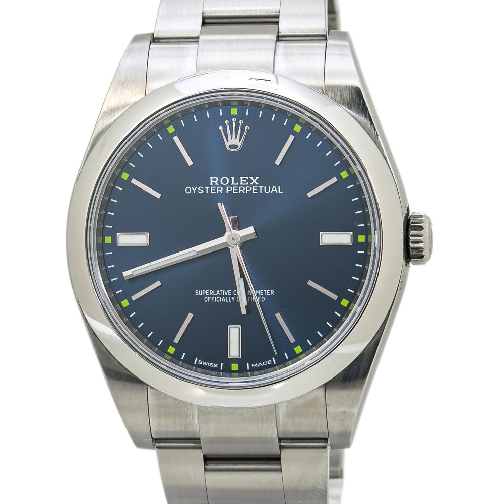 Rolex Oyster Perpetual 114300 Blue Dial Mens Automatic with Box & Papers 39MM