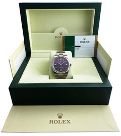 Rolex Oyster Perpetual 114300 Red Grape Dial Mens Watch Box & Papers