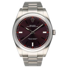 Rolex Oyster Perpetual 114300 Red Grape Dial Mens Watch Box & Papers
