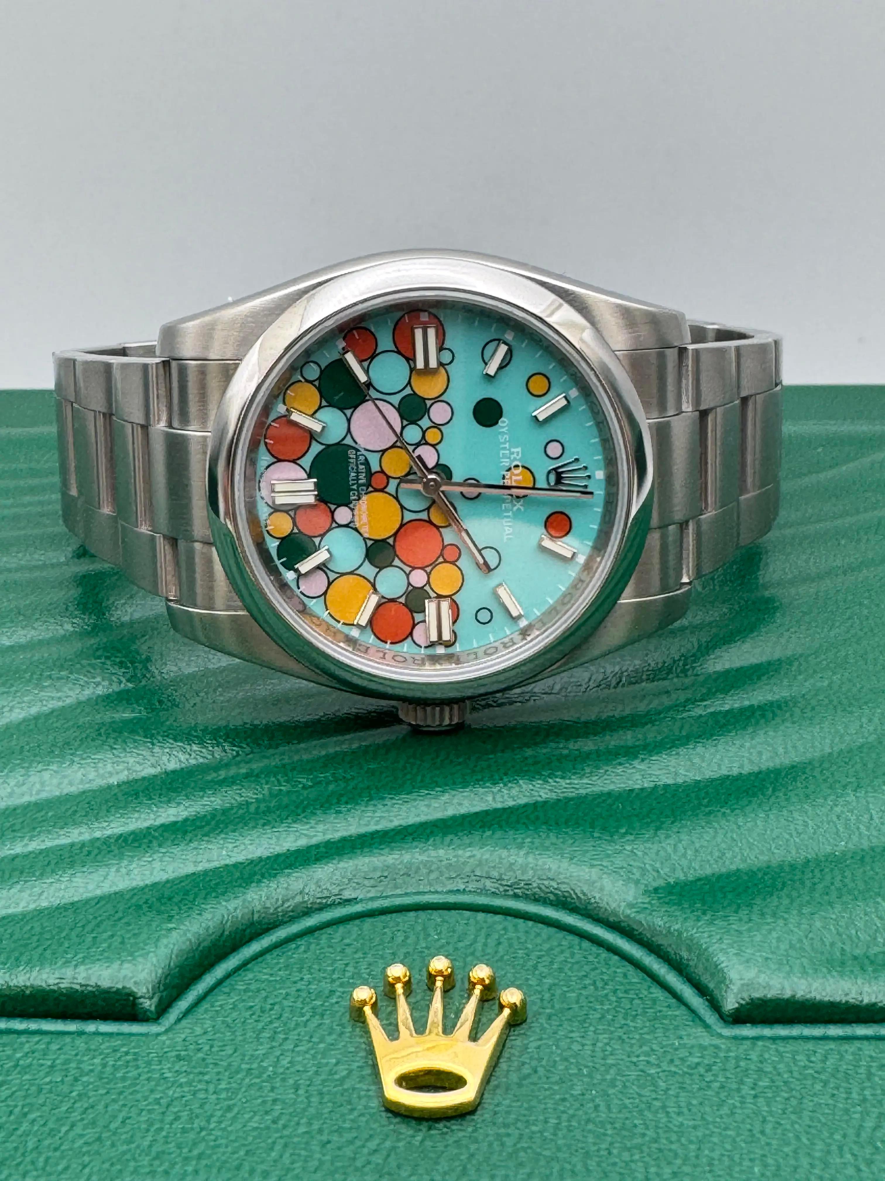 Rolex Oyster Perpetual 116000 36mm Custom Celebration Dial Box Card 126000 style In Excellent Condition For Sale In New York, NY