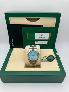 Rolex Oyster Perpetual 116000 36mm Custom Turquoise Dial Box Papers 126000 Style