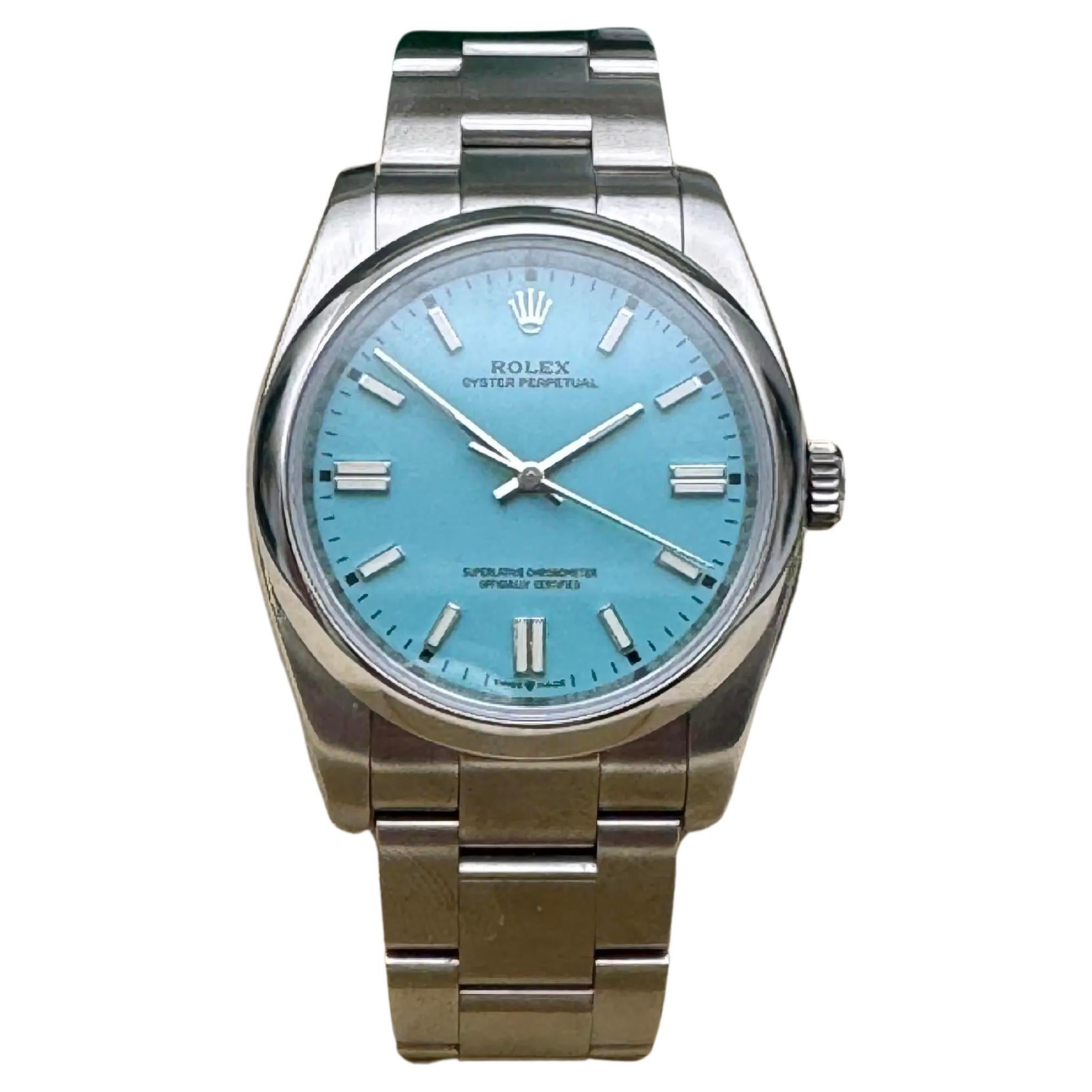 Rolex Oyster Perpetual 116000 36mm Esfera Turquesa Personalizada Caja Papeles Estilo 126000
