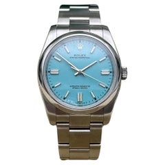 Rolex Oyster Perpetual 116000 36mm Custom Turquoise Dial Box Papers 126000 Style
