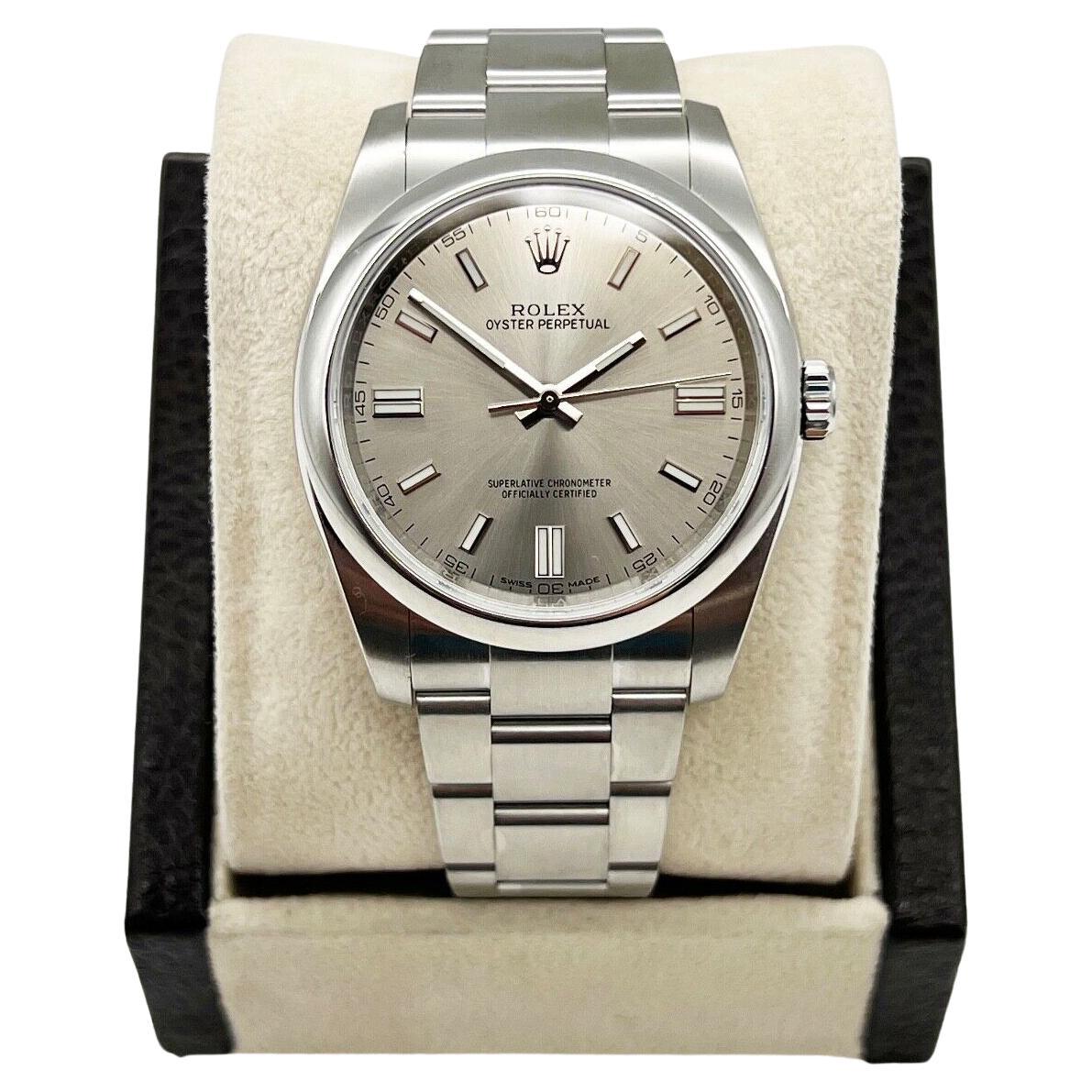 Rolex Oyster Perpetual 116000 36mm Silver Dial Stainless Steel Box Papers For Sale
