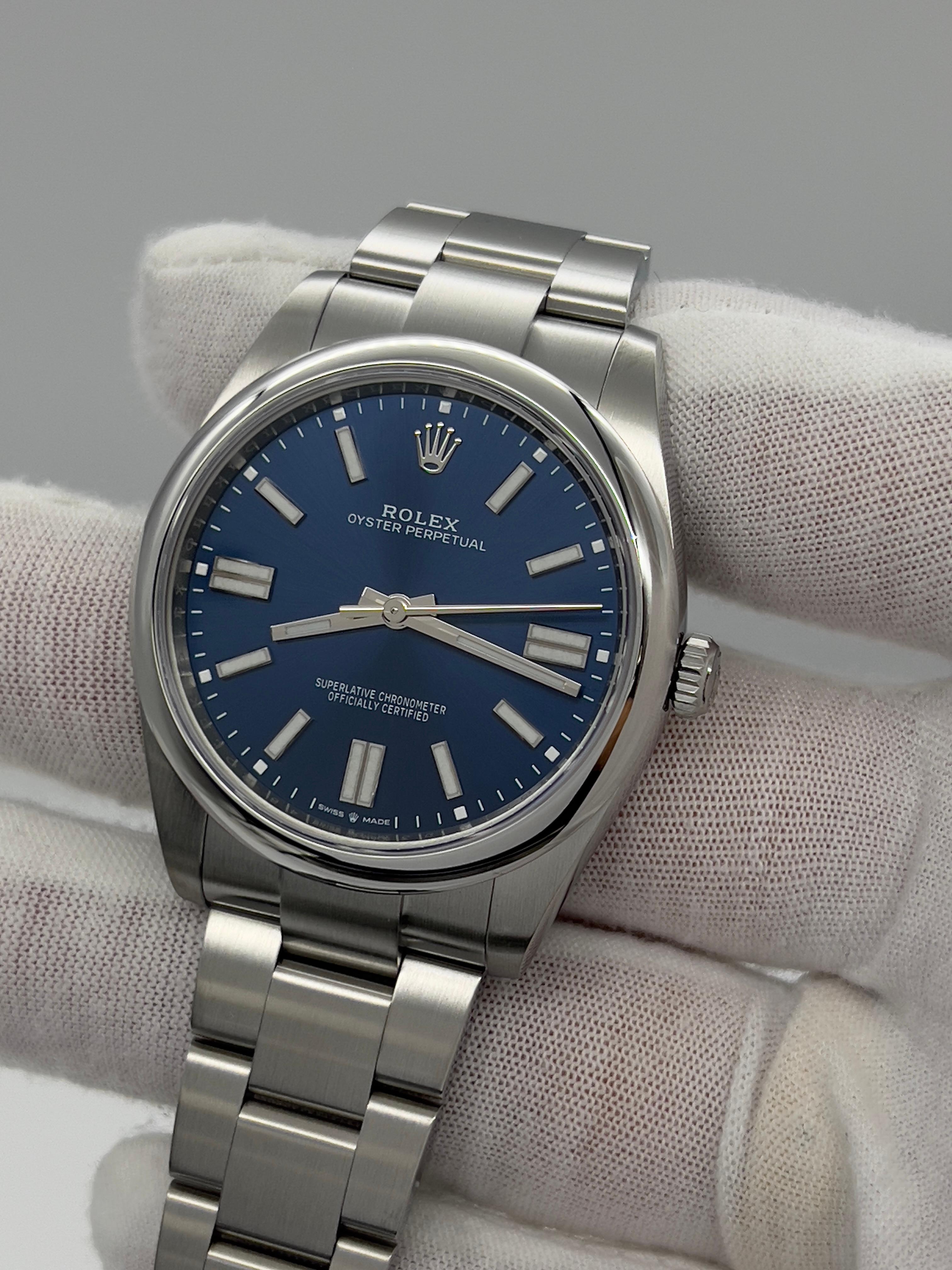 Men's Rolex Oyster Perpetual 124300 41mm Blue Dial Stainless Steel Box Paper 2024