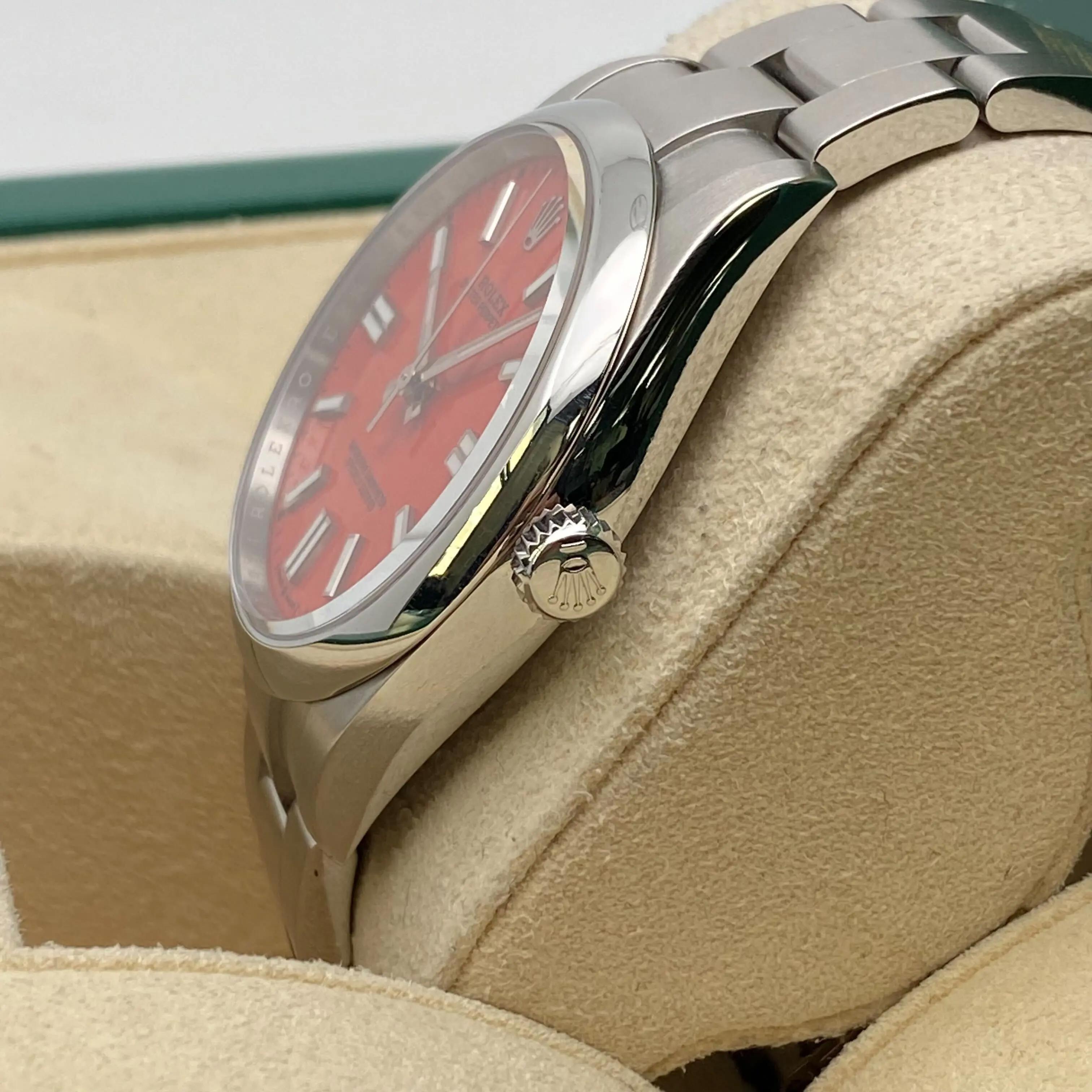 Rolex Oyster Perpetual 124300 41mm Stahl Koralle rotes Zifferblatt Oyster Uhr im Angebot 1