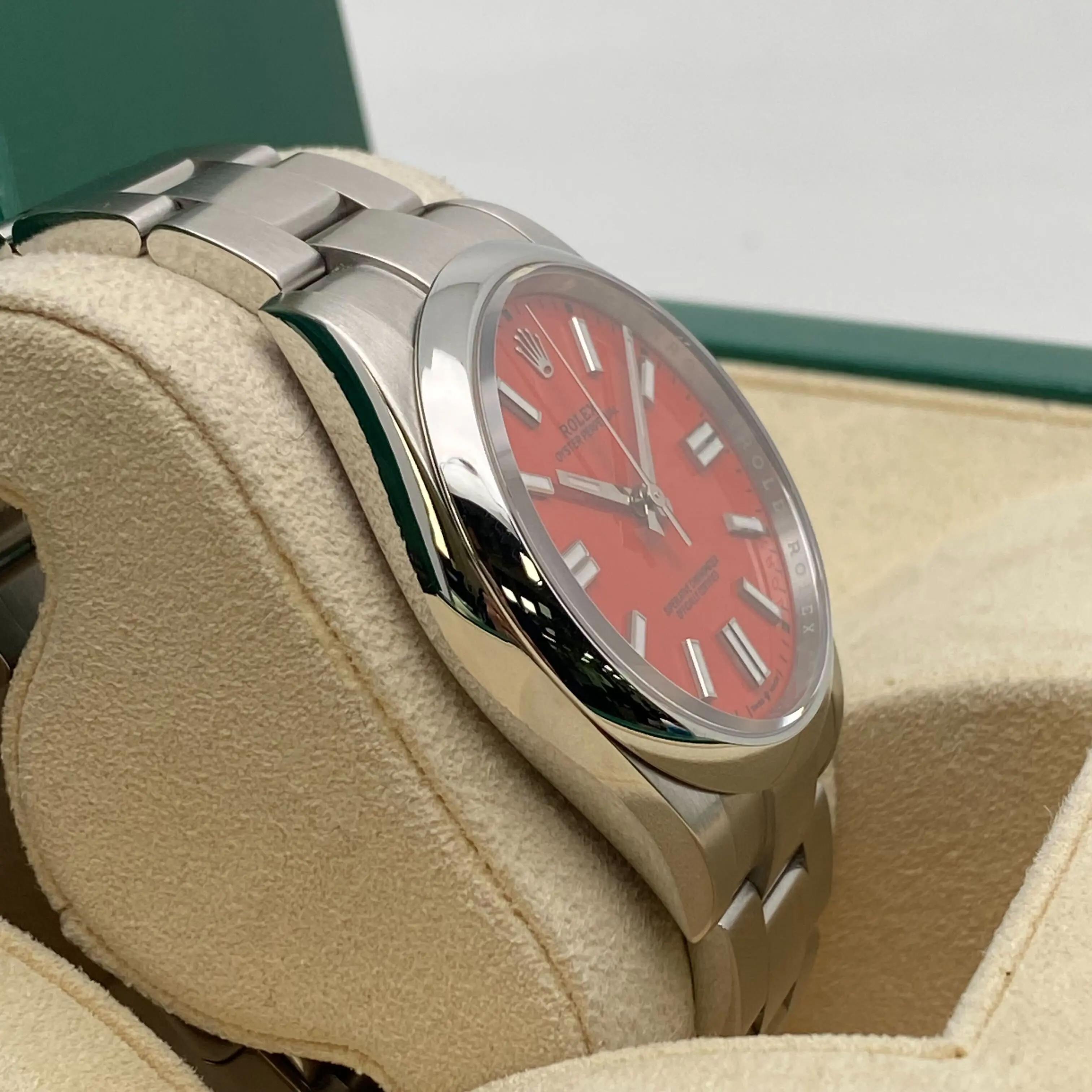 Rolex Oyster Perpetual 124300 41mm Stahl Koralle rotes Zifferblatt Oyster Uhr im Angebot 4