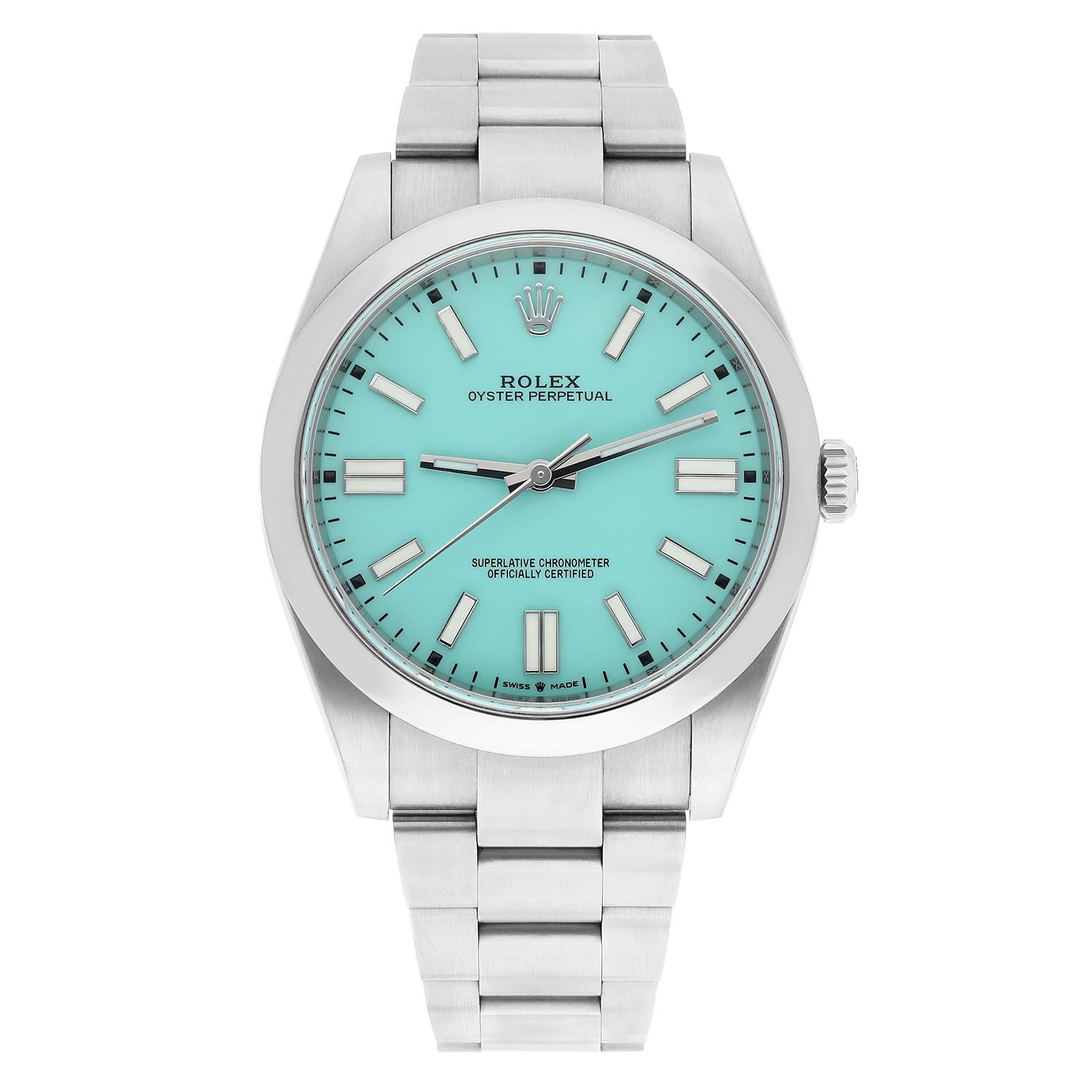 Sans doute l'Oyster Perpetual la plus rare et la plus convoitée jamais fabriquée par Rolex, avec un cadran turquoise des plus séduisants.

En un an seulement (la production la plus courte de l'histoire de Rolex pour un cadran), l'OP 
