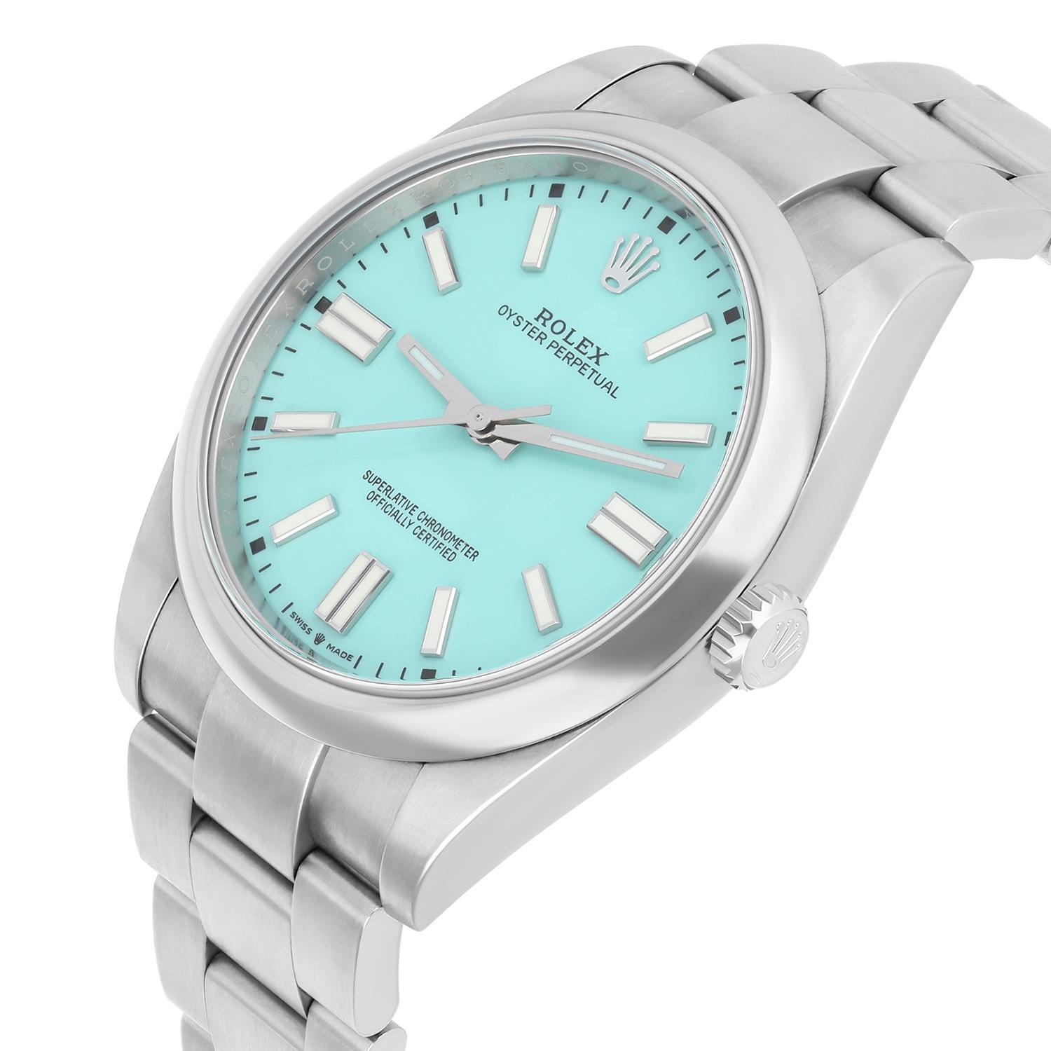  Rolex Oyster Perpetual 124300 Tiffany Turquoise 41mm Acier inoxydable Mint 2021 Unisexe 